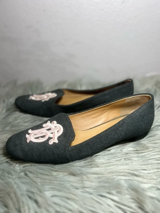 Tory Burch Antonia Smoking Loafer Wool Felt Gray Size 8.5 - Picture 6 of 11